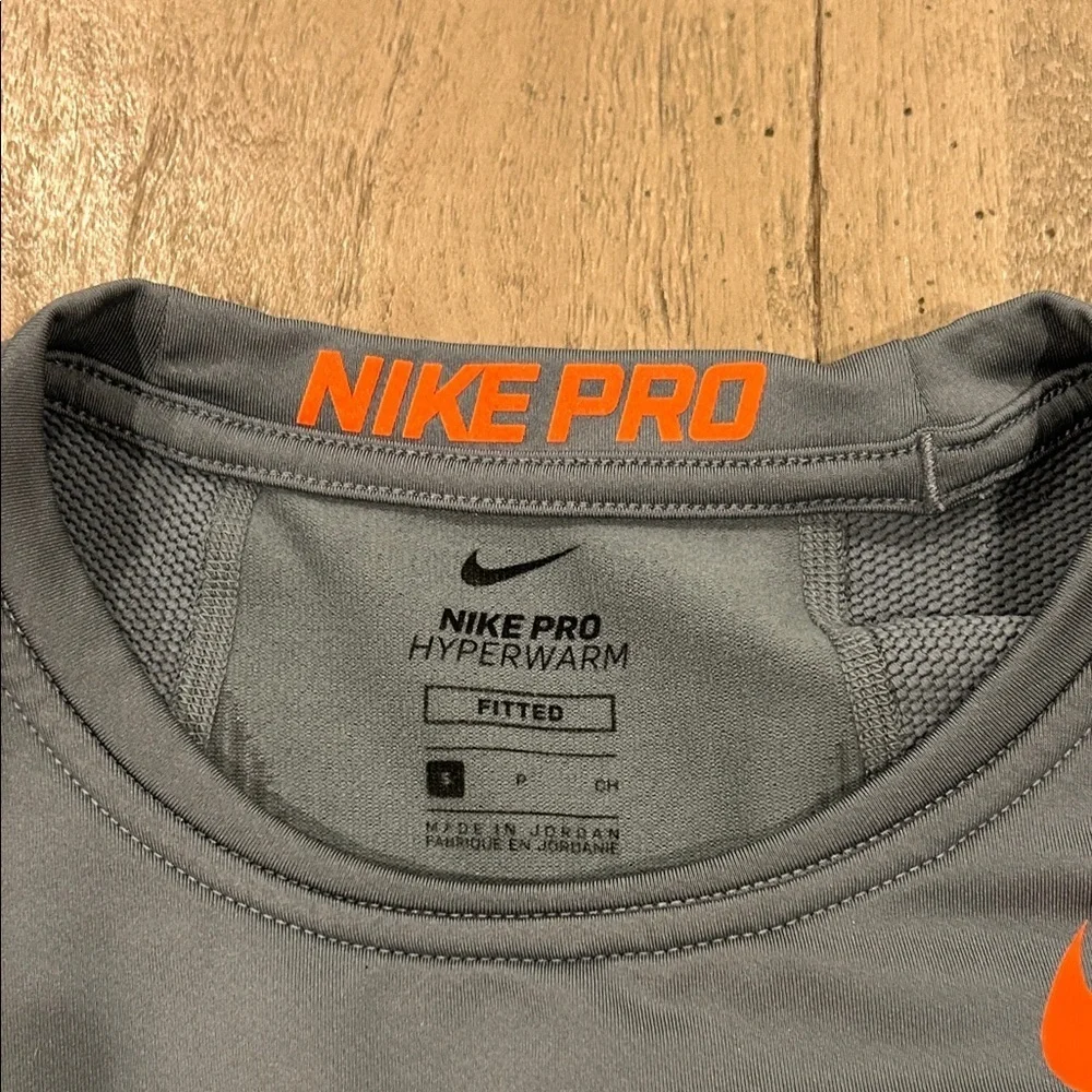 Nike Gray Long Sleeve with Orange Swoosh, hyper warm